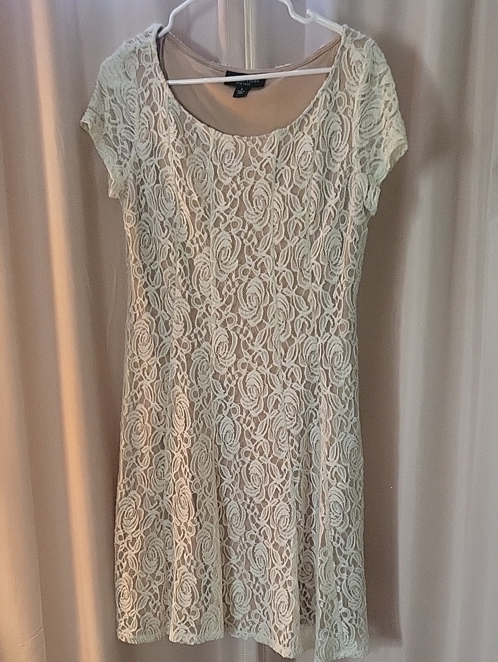 Cream Lace Short Sleeve Fit & Flare Dress